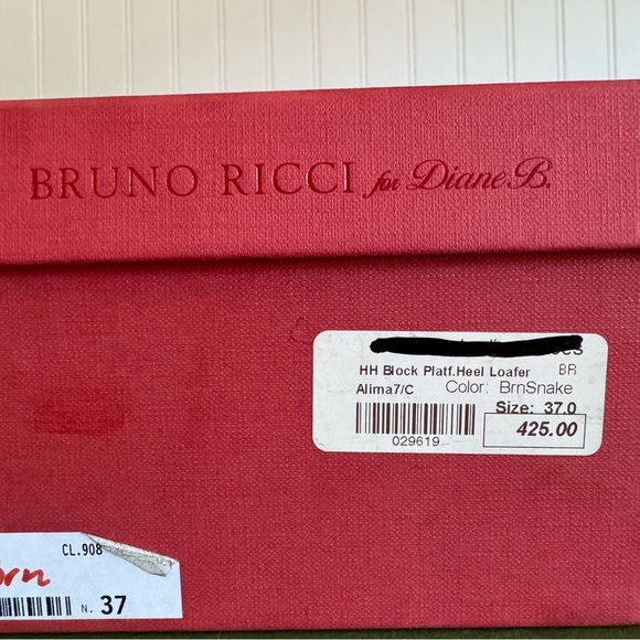 NWT Bruno Ricci for Diane B ALIMA Chunky Loafers in Brown Snake Leather *Italy* - Picture 11 of 14